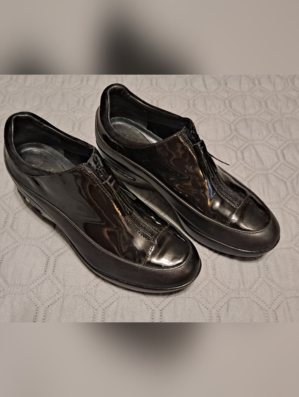 Cole Haan Nike Air Black Slip-On Leather Dress Shoes with Tassel Detail Sz 7B